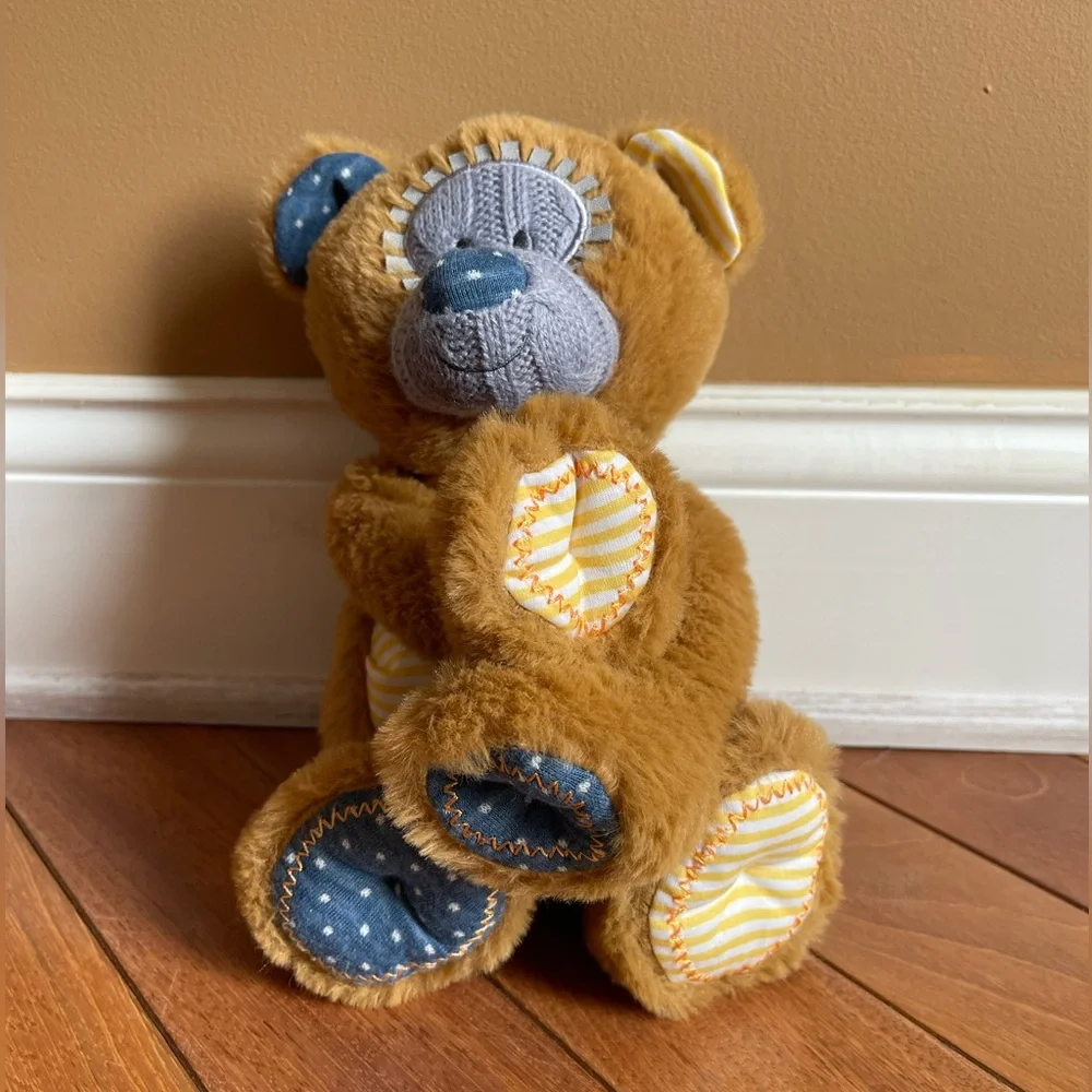 DEMDACO Patchwork Teddy Bear Plush – Mixed Fabric Brown Bear – 12” - Picture 4 of 9